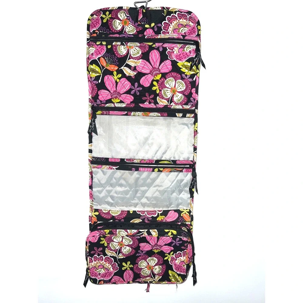 Vera Bradley Plum Crazy Hanging Travel Organizer Floral Quilted Toiletry Bag GUC